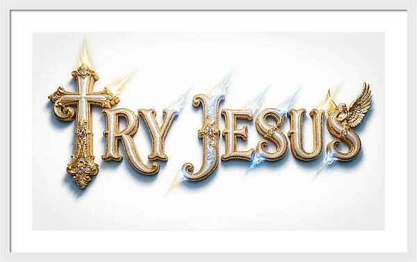 Try Jesus Typography — Framed Print