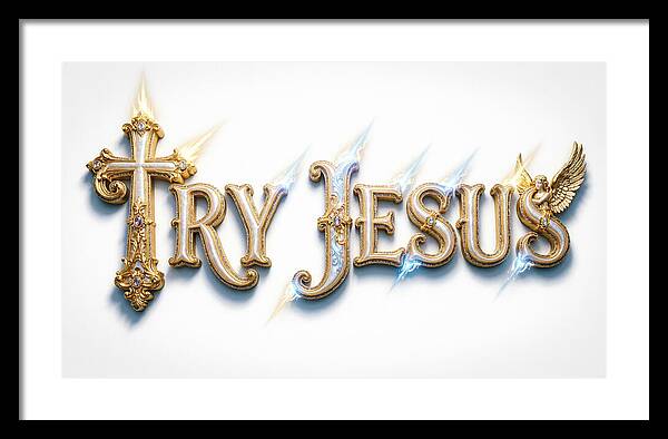 Try Jesus Typography — Framed Print