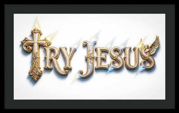 Try Jesus Typography — Framed Print