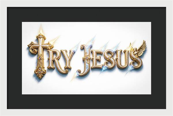 Try Jesus Typography — Framed Print
