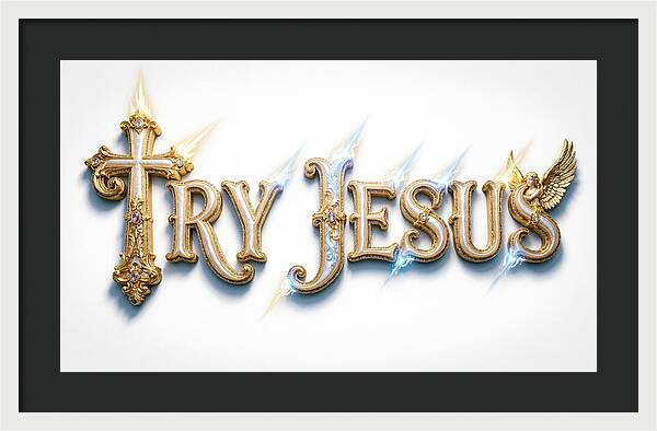Try Jesus Typography — Framed Print