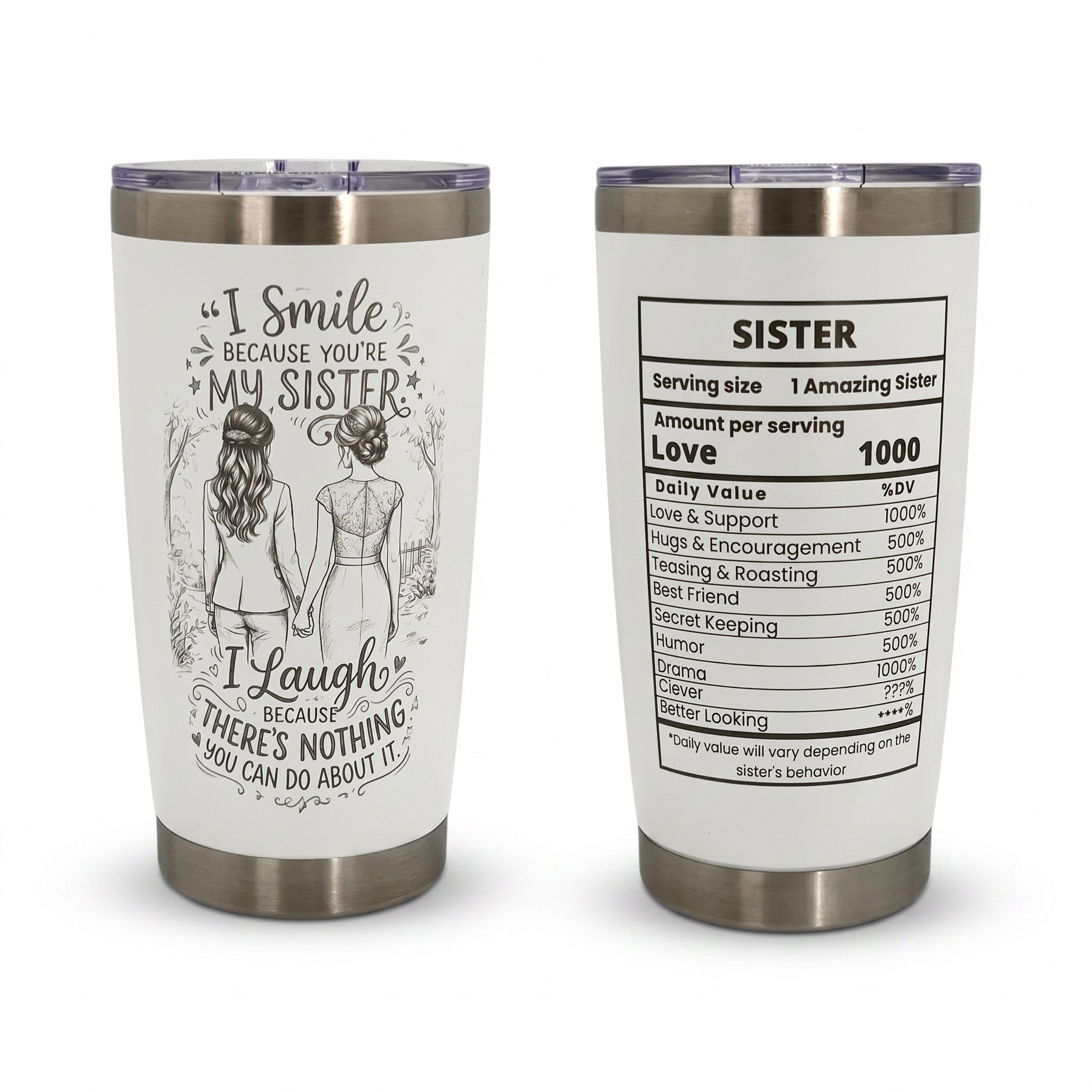 Sister Gift 20oz Insulated Stainless Steel Travel Tumbler