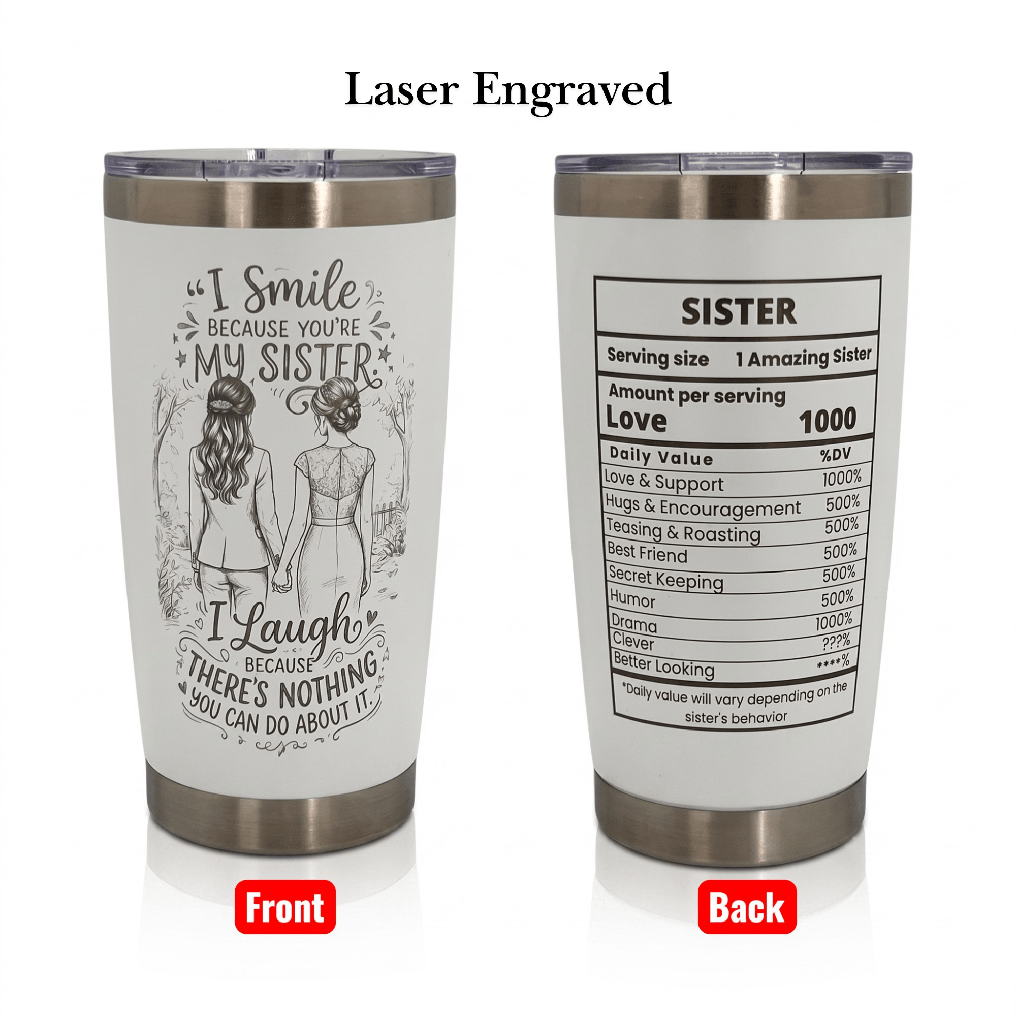 Sister Gift 20oz Insulated Stainless Steel Travel Tumbler