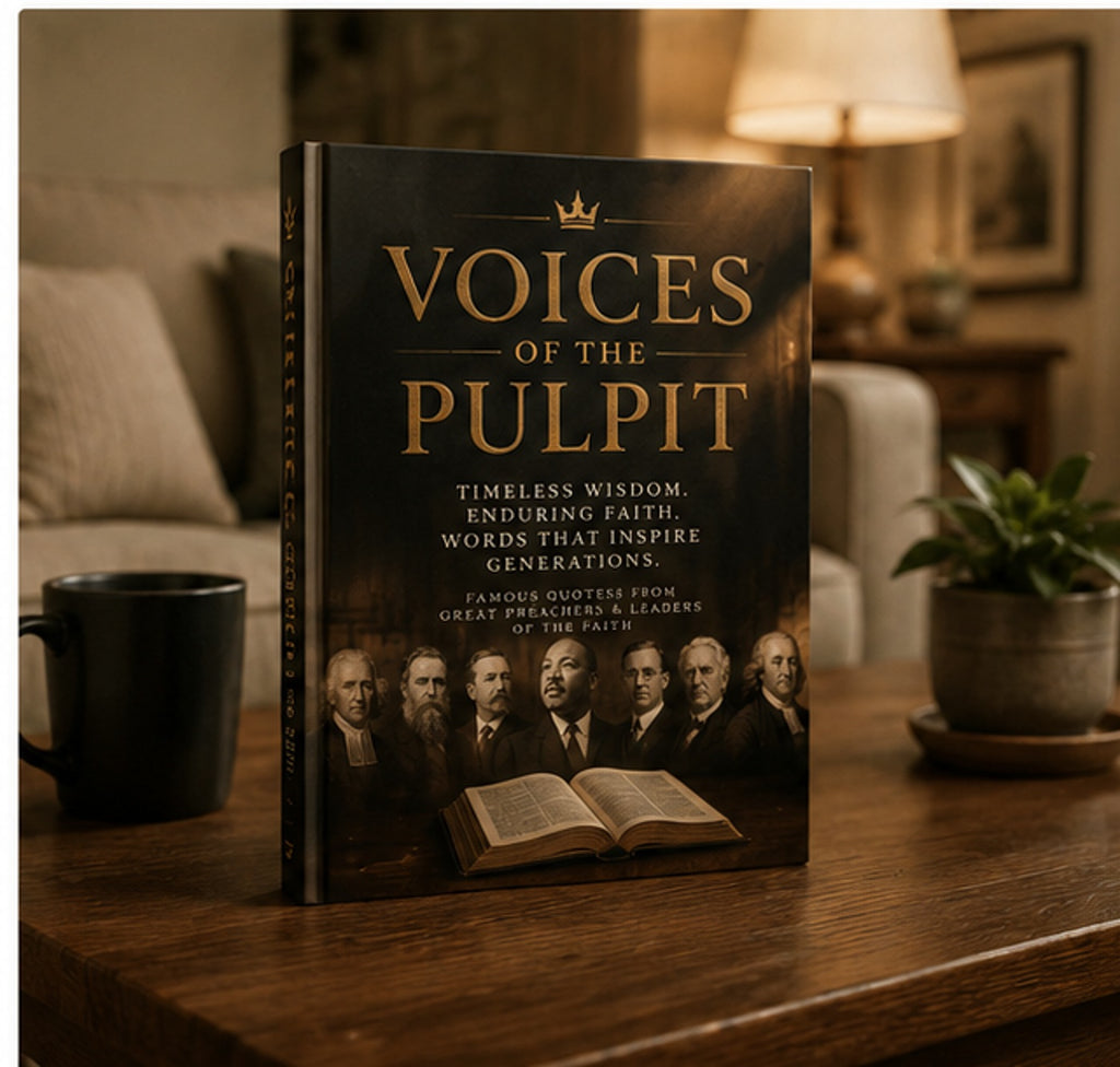 Voices of the Pulpit Reader Notes Edition book displayed on a warm wooden coffee table