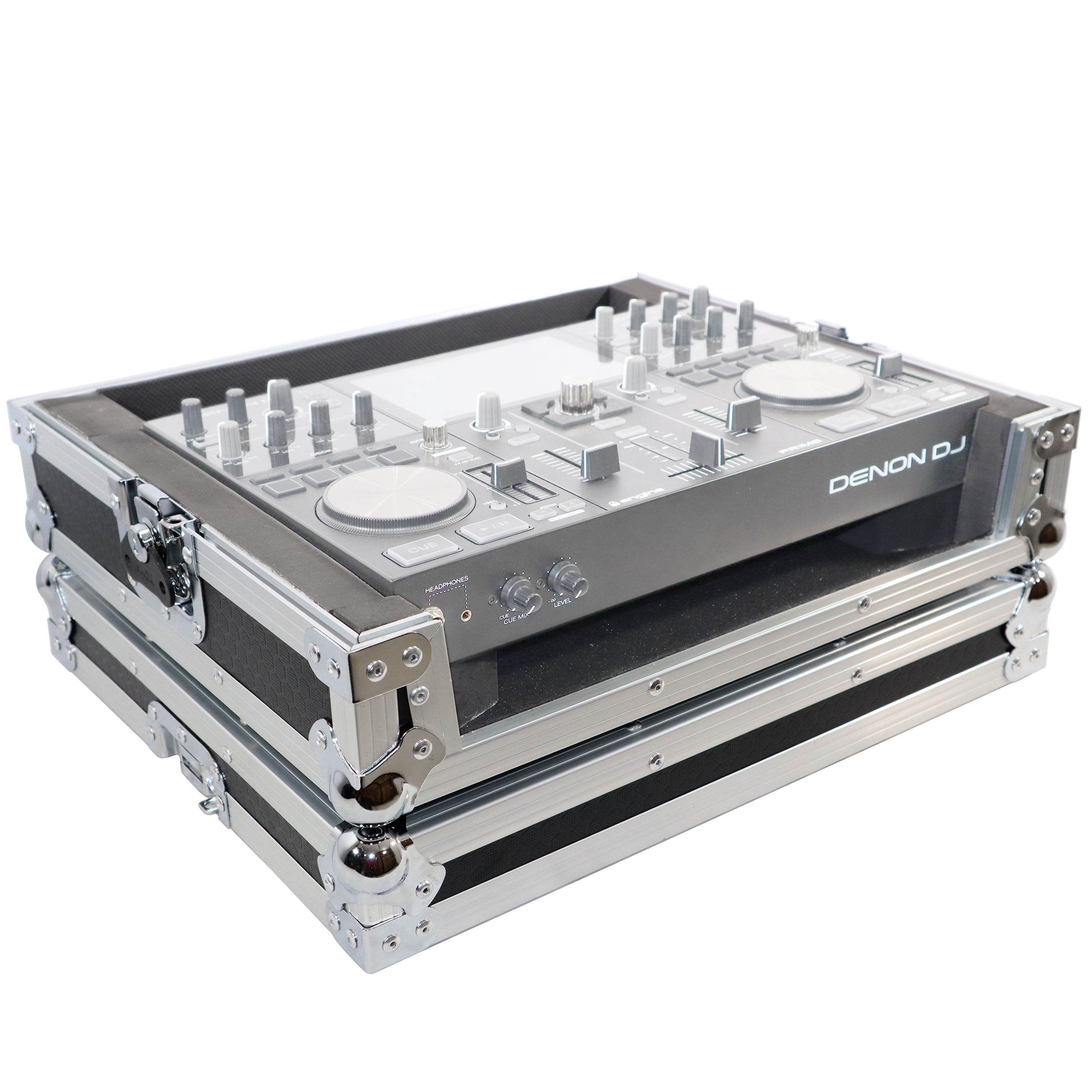 ProX ATA Flight Case for Denon DJ Prime Go – Silver on Black