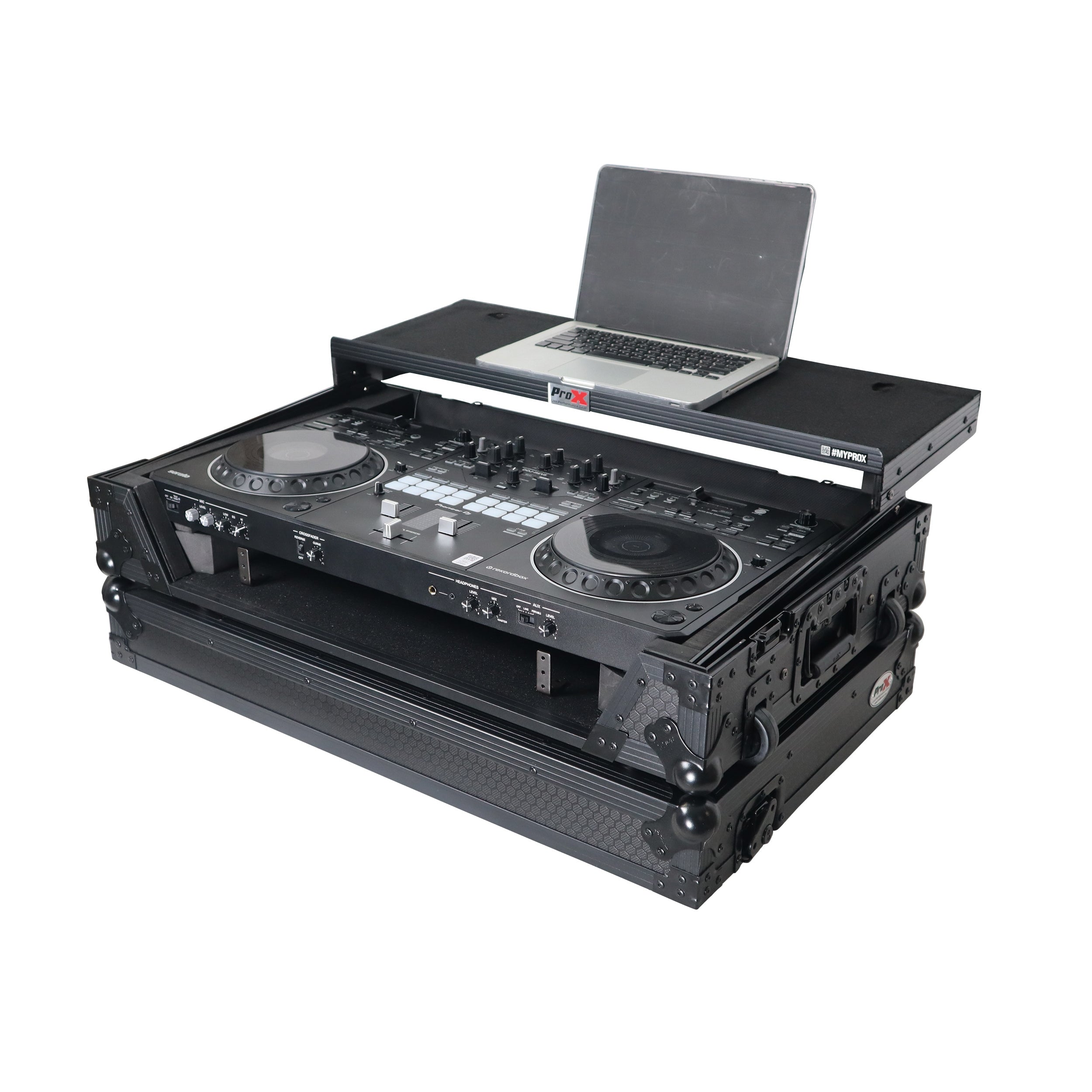ProX ATA Flight Case for Pioneer DDJ-REV5 with Laptop Shelf, Rack Space & Wheels – Black